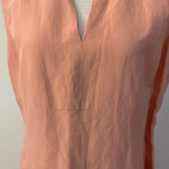 Ann Taylor Loft woman’s orange / peach sleeveless linen / rayon blend dress 14 - Picture 4 of 12
